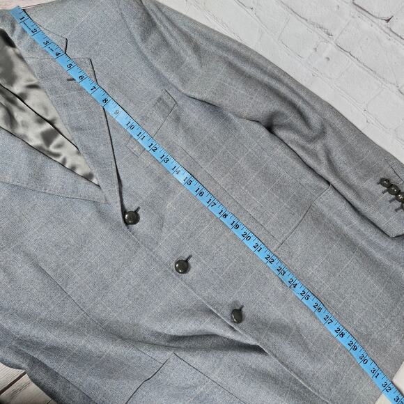 Friend Italy Collection For Man Wool Linen Blend Blazer Jacket Blue Plaid 50S - Picture 11 of 14